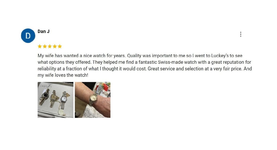 Luckey's Jewelers 5 star google review