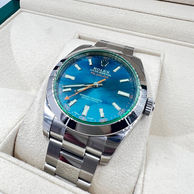 Luckey's Jewelers Rolex Milgauss with Blue Dial
