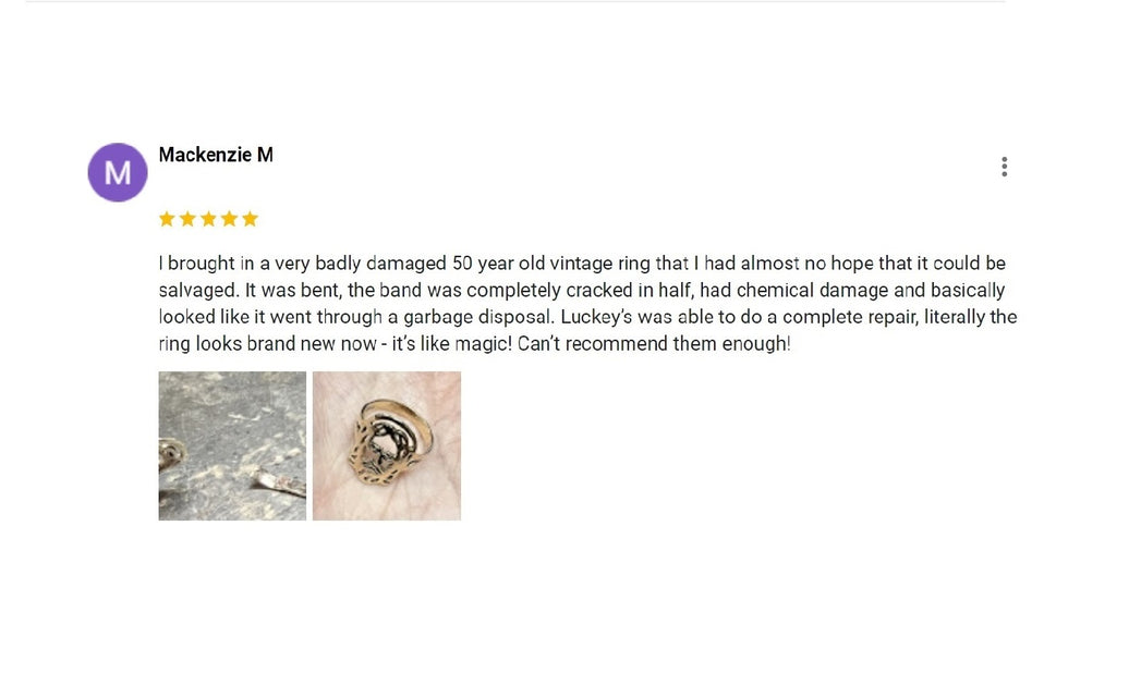 Luckey's Jewelers 5 star google review