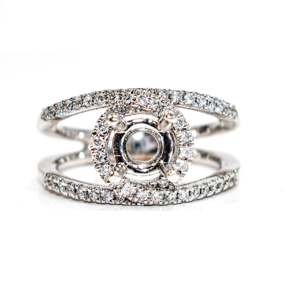 Round Diamond Halo Open Bypass Engagement Ring Luckey's Jewelers